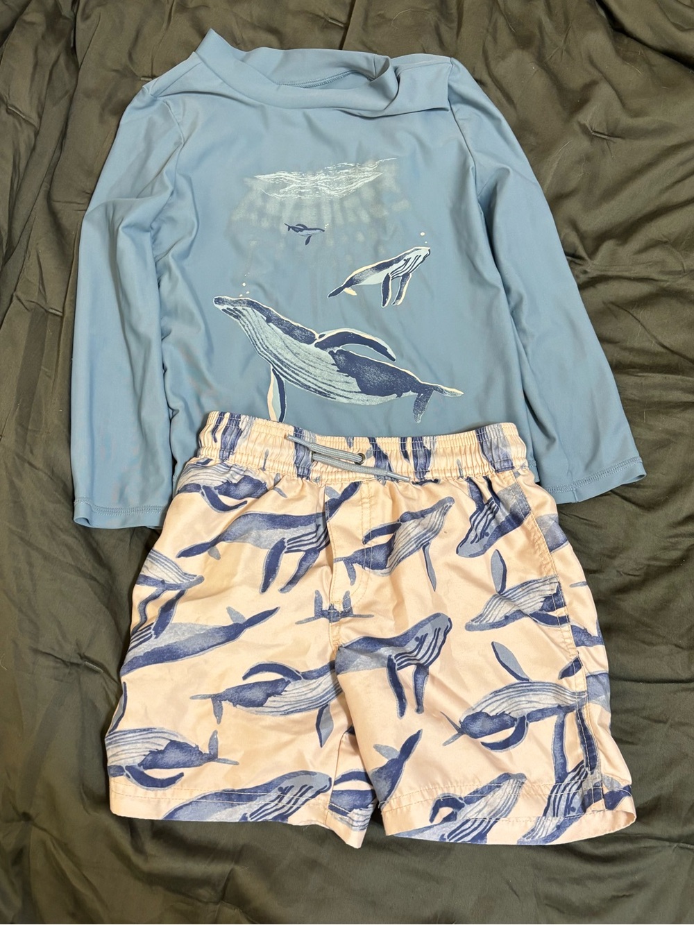 Carters 5T Blue Whale Rash Guard Swim Set